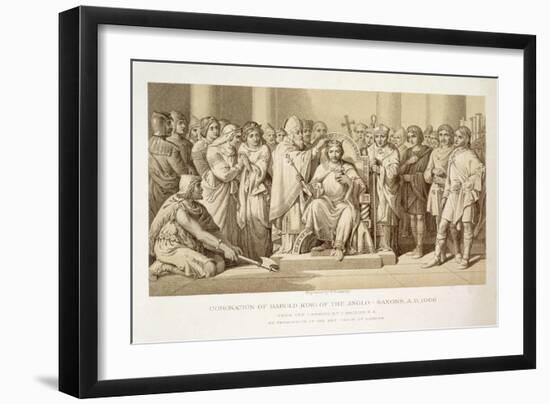 Coronation of Harold, King of the Anglo-Saxons, Engraved by W. Ridgeway-Daniel Maclise-Framed Giclee Print