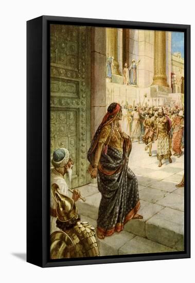 Coronation of Joash and death of Athaliah - Bible-William Brassey Hole-Framed Stretched Canvas