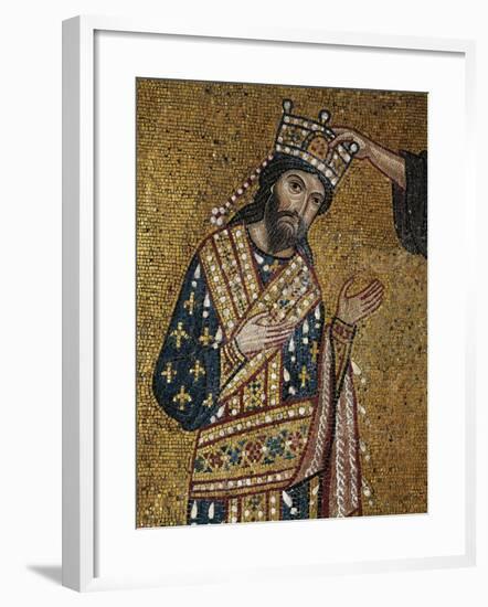 Coronation of King Roger Ii, Mosaic, Church of Martorana, Palermo, Sicily, Italy, 12th Century-null-Framed Giclee Print