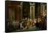 Coronation of Napoleon in Notre-Dame, Paris, by Pope Pius VII-Jacques-Louis David-Framed Stretched Canvas