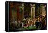 Coronation of Napoleon in Notre-Dame, Paris, by Pope Pius VII-Jacques-Louis David-Framed Stretched Canvas