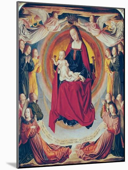 Coronation of the Virgin, Centre Panel from the Bourbon Altarpiece, circa 1498-Master of Moulins-Mounted Giclee Print