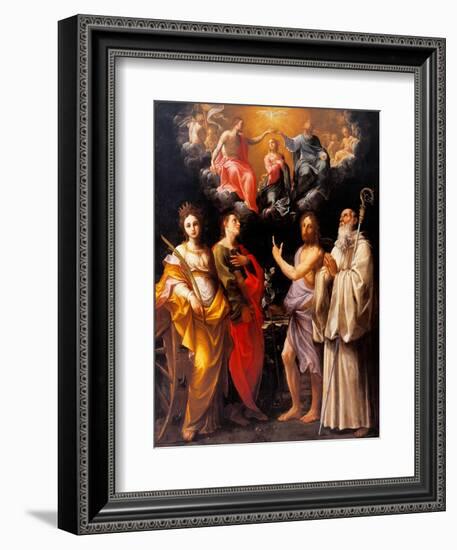 Coronation of the Virgin with Four Saints-Guido Reni-Framed Art Print