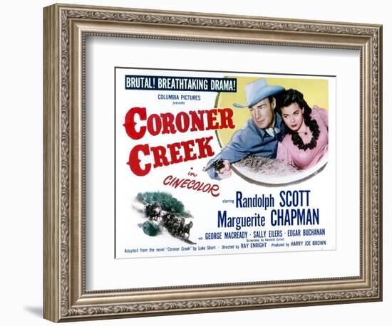 Coroner Creek, Randolph Scott, Marguerite Chapman, 1948-null-Framed Art Print