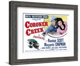 Coroner Creek, Randolph Scott, Marguerite Chapman, 1948-null-Framed Art Print