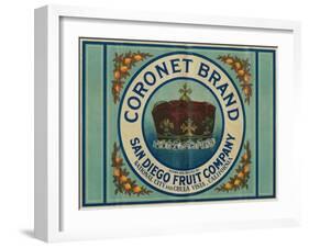 Coronet Lemon Label - Chula Vista, CA-Lantern Press-Framed Art Print