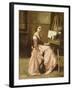 Corot's Studio (Young Girl in Pink Dress Sitting by an Easel with a Mandolin)-Jean-Baptiste-Camille Corot-Framed Giclee Print