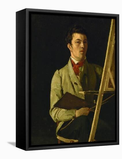 Corot, Self-Portrait (1825)-Jean-Baptiste-Camille Corot-Framed Stretched Canvas