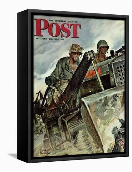 "Corp of Engineers," Saturday Evening Post Cover, October 28, 1944-Mead Schaeffer-Framed Stretched Canvas