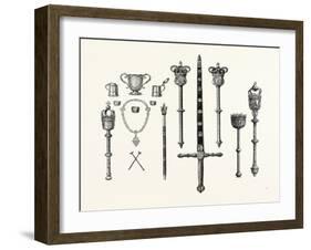 Corporation Plate and Insignia, Scarborough. Maces and Sword, Worcester. Maces, Warwick. Uk-null-Framed Giclee Print