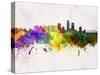 Corpus Christi Skyline in Watercolor Background-paulrommer-Stretched Canvas