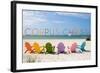 Corpus Christi, Texas - Colorful Beach Chairs-Lantern Press-Framed Art Print