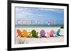Corpus Christi, Texas - Colorful Beach Chairs-Lantern Press-Framed Art Print
