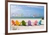 Corpus Christi, Texas - Colorful Beach Chairs-Lantern Press-Framed Premium Giclee Print