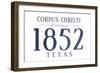 Corpus Christi, Texas - Established Date (Blue)-Lantern Press-Framed Art Print