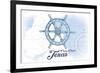 Corpus Christi, Texas - Ship Wheel - Blue - Coastal Icon-Lantern Press-Framed Premium Giclee Print