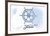 Corpus Christi, Texas - Ship Wheel - Blue - Coastal Icon-Lantern Press-Framed Art Print