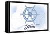 Corpus Christi, Texas - Ship Wheel - Blue - Coastal Icon-Lantern Press-Framed Stretched Canvas