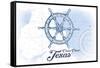 Corpus Christi, Texas - Ship Wheel - Blue - Coastal Icon-Lantern Press-Framed Stretched Canvas