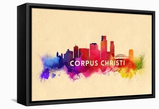 Corpus Christi, Texas - Skyline Abstract-Lantern Press-Framed Stretched Canvas