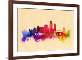 Corpus Christi, Texas - Skyline Abstract-Lantern Press-Framed Art Print