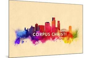 Corpus Christi, Texas - Skyline Abstract-Lantern Press-Mounted Art Print