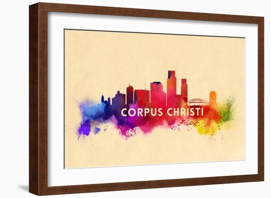 Corpus Christi, Texas - Skyline Abstract-Lantern Press-Framed Art Print