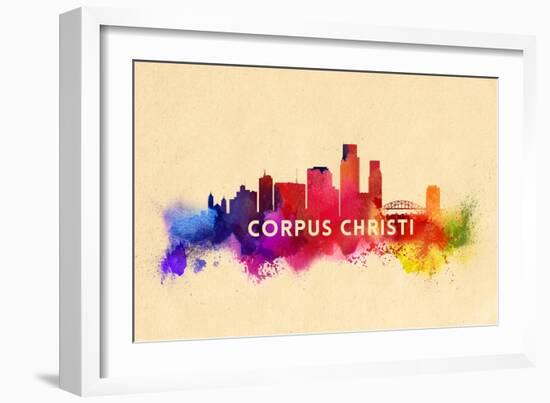 Corpus Christi, Texas - Skyline Abstract-Lantern Press-Framed Art Print