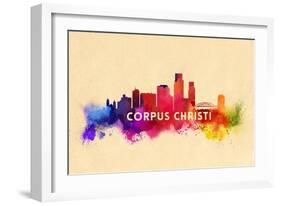 Corpus Christi, Texas - Skyline Abstract-Lantern Press-Framed Art Print