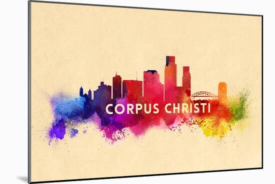 Corpus Christi, Texas - Skyline Abstract-Lantern Press-Mounted Art Print