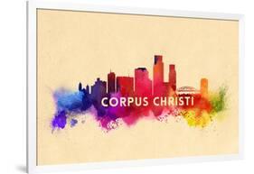 Corpus Christi, Texas - Skyline Abstract-Lantern Press-Framed Art Print