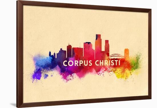Corpus Christi, Texas - Skyline Abstract-Lantern Press-Framed Art Print