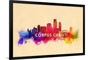 Corpus Christi, Texas - Skyline Abstract-Lantern Press-Framed Art Print