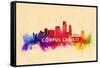 Corpus Christi, Texas - Skyline Abstract-Lantern Press-Framed Stretched Canvas