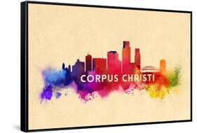 Corpus Christi, Texas - Skyline Abstract-Lantern Press-Framed Stretched Canvas