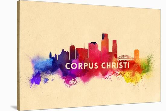 Corpus Christi, Texas - Skyline Abstract-Lantern Press-Stretched Canvas