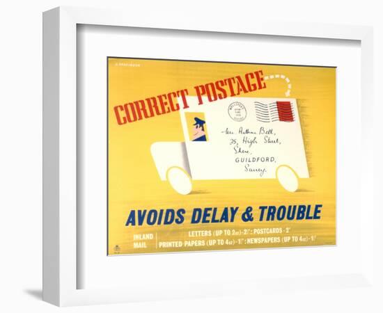 Correct Postage Avoids Delay and Trouble-Gerald Parkinson-Framed Art Print