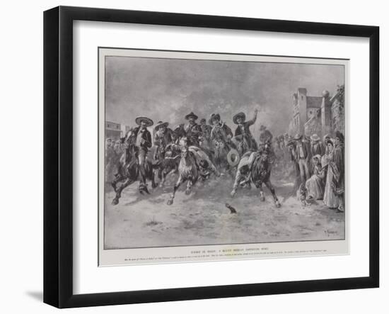 Correr El Gallo, a Quaint Mexican Eastertide Sport-Paul Frenzeny-Framed Giclee Print