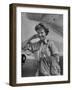 Correspondent Marguerite Higgins Smiling, Leaning Against Airplane-Carl Mydans-Framed Photographic Print