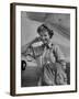 Correspondent Marguerite Higgins Smiling, Leaning Against Airplane-Carl Mydans-Framed Photographic Print