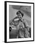 Correspondent Marguerite Higgins Smiling, Leaning Against Airplane-Carl Mydans-Framed Photographic Print