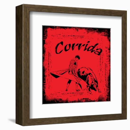 Corrida - Red Bullfight Sign-null-Framed Art Print