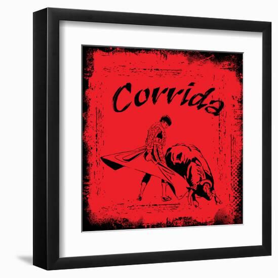 Corrida - Red Bullfight Sign-null-Framed Art Print