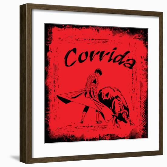 Corrida - Red Bullfight Sign-null-Framed Art Print