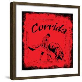 Corrida - Red Bullfight Sign-null-Framed Art Print