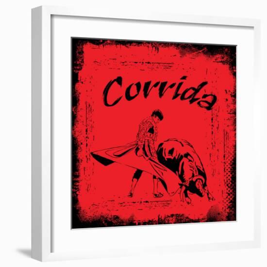 Corrida - Red Bullfight Sign-null-Framed Art Print