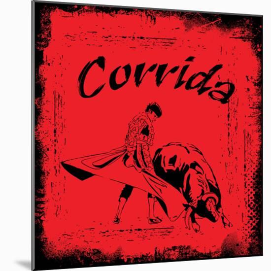 Corrida - Red Bullfight Sign-null-Mounted Art Print