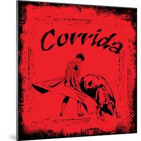 Corrida - Red Bullfight Sign-null-Mounted Art Print