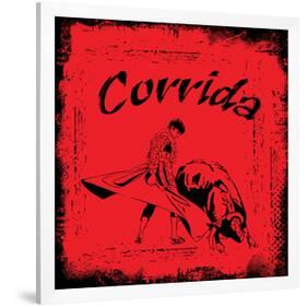 Corrida - Red Bullfight Sign-null-Framed Art Print