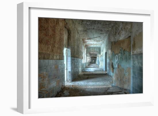 Corridor in an Abandoned Hospital in Beelitz-Stefan Schierle-Framed Photographic Print